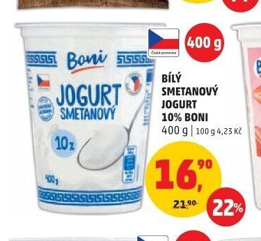 BÍLÝ SMETANOVÝ JOGURT 10% BONI