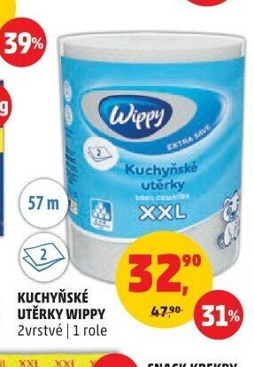 Kuchyňské utěrky Wippy 2vrstvé 1 role