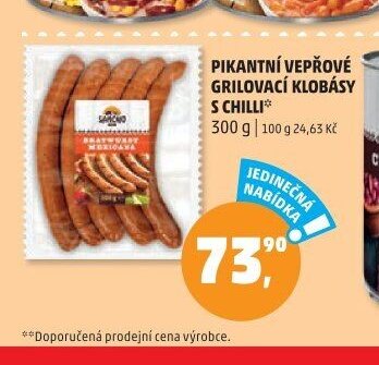 PIKANTNÍ VEPŘOVÉ GRILOVACÍ KLOBÁSY S CHILLI