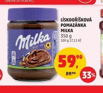 Lískooříšková pomazánka Milka