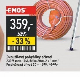 Dvoužilový pohyblivý přívod