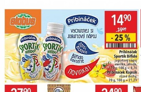 Pribináček Sportik Bifido jogurtový nápoj