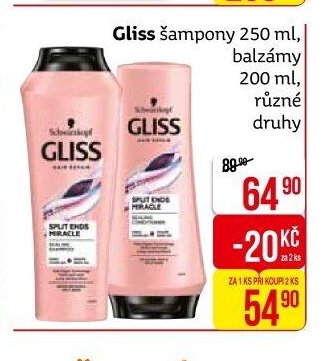 Gliss šampony 250 ml, balzámy 200 ml, různé druhy