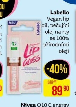 Labello Vegan lip oil, pečující olej na rty se 100% přírodními oleji