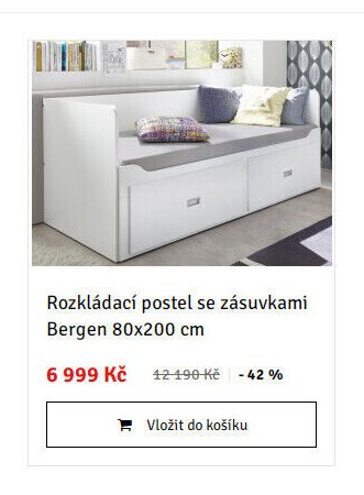 Rozkládací postel se zásuvkami Bergen 80x200 cm - ASKO akcniletaky.com