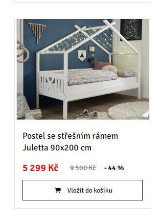 Postel se střešním rámem Juletta 90x200 cm - ASKO akcniletaky.com