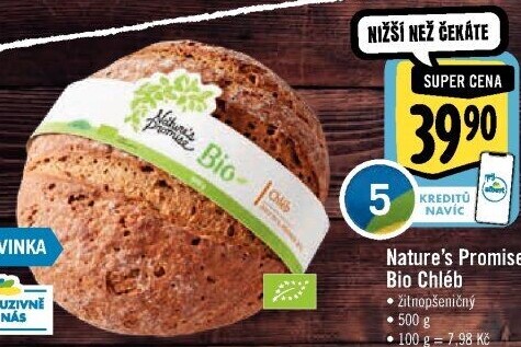 Chléb žitno-pšeničný bio Nature'