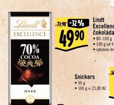 Čokoláda Excellence Lindt