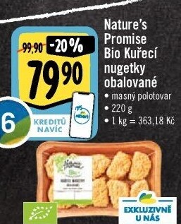 Kuřecí nugetky obalované bio Nature'