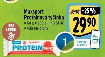Proteinová tyčinka bez lepku Protein Maxsport