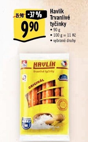 Tyčinky trvanlivé se sýrem a solí Havlík