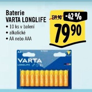 Baterie alkalické Longlife Varta