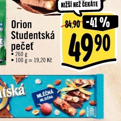 Čokoláda Studentská pečeť Orion