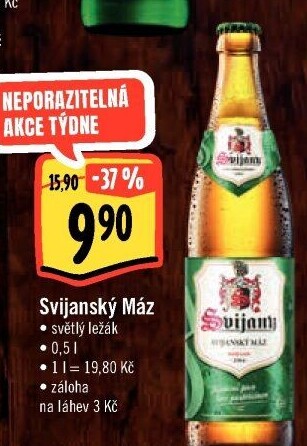 Pivo světlý ležák 11° Svijanský Máz Svijany