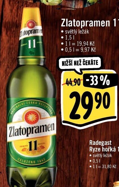 Pivo světlý ležák 11° Zlatopramen