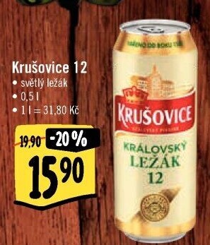 Pivo světlý ležák Královská 12° Krušovice