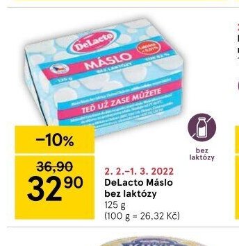 DeLacto Máslo bez laktózy 125 g