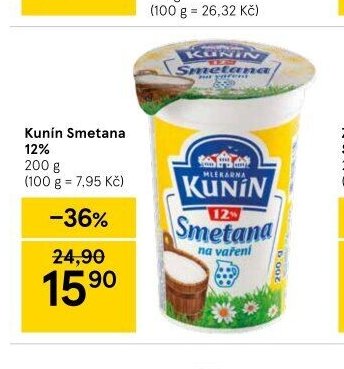 Kunín Smetana 12% 200 g