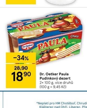Dr. Oetker Paula Pudinkový dezert 2x 100 g