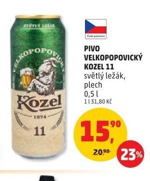 Velkopopovický Kozel 11 světlý ležák plech 0,5l