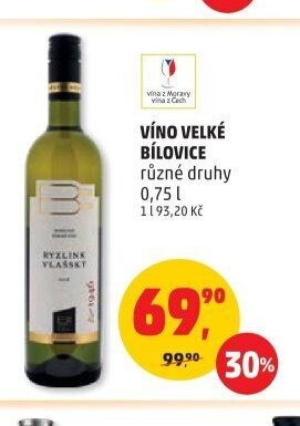 Víno Velké Bílovice různé druhy 0,75l