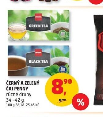 ČERNÝ A ZELENÝ ČAJ PENNY různé druhy