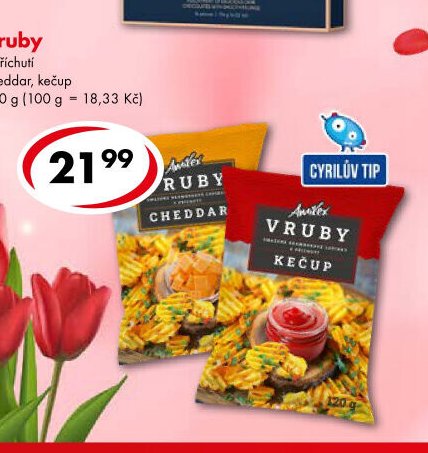 Vruby s příchutí cheddar, kečup