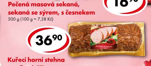 Pečená masová sekaná, sekaná se sýrem, s česnekem
