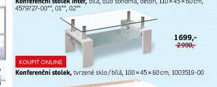 Konferenční stolek, tvrzené sklo/bílá - ASKO akcniletaky.com