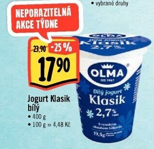 Bílý jogurt Klasik Olma