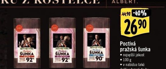 Poctivá pražská šunka nejvyšší jakosti Kostelecké uzeniny