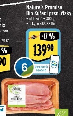 Kuřecí prsní řízky bio Nature'