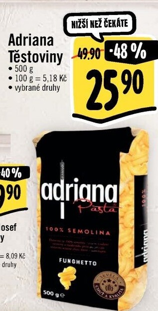 Těstoviny semolinové Adriana