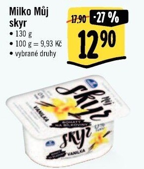 Dezert zakysaný ochucený Můj Skyr 0% Milko