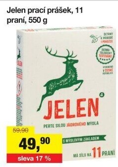 Prací prášek mýdlový Jelen