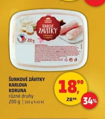 ŠUNKOVÉ ZÁVITKY KARLOVA KORUNA různé druhy 200 g