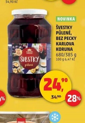 Švestky půlené bez pecky Karlova Koruna