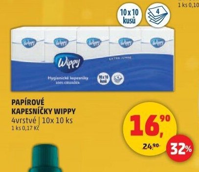 PAPÍROVÉ KAPESNÍČKY WIPPY 4vrstvé | 10x 10 ks