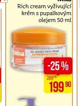 Mixa Rich cream vyživující krém s pupalkovým olejem 50 ml