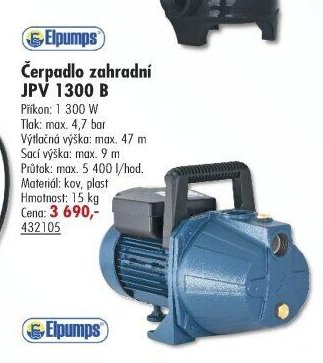 Elpumps Čerpadlo zahradní JPV 1300 B - UNI HOBBY akcniletaky.com
