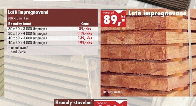 Latě impregnované - UNI HOBBY akcniletaky.com