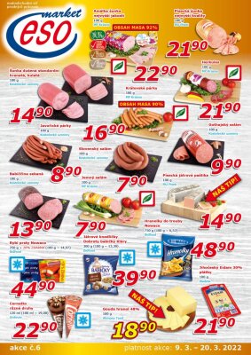akční leták ESO MARKET 9.3.2022-20.3.2022