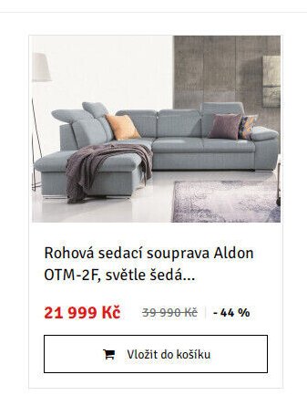 Rohová sedací souprava Aldon OTM-2F, světle šedá... - ASKO akcniletaky.com