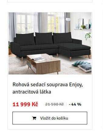 Rohová sedací souprava Enjoy, antracitová látka - ASKO akcniletaky.com