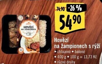 Hovězí na žampionech s rýží Albert