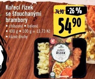 Kuřecí řízek se šťouchanými brambory Albert