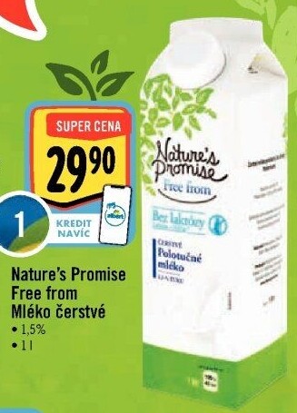Mléko trvanlivé bez laktózy Free From Nature'