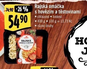 Rajská omáčka s hovězím a těstovinami Albert