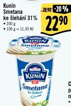 Smetana ke šlehání Kunín 31%