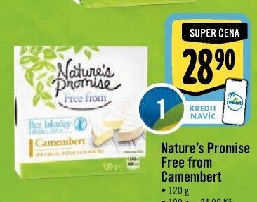 Sýr Camembert bez laktózy Free From Nature'